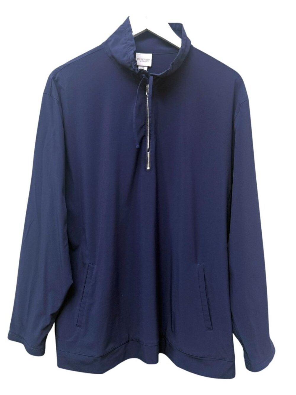 Chico's Weekends Pullover Womens 1/4 Zip Top Large Navy Blue Performance Stretch